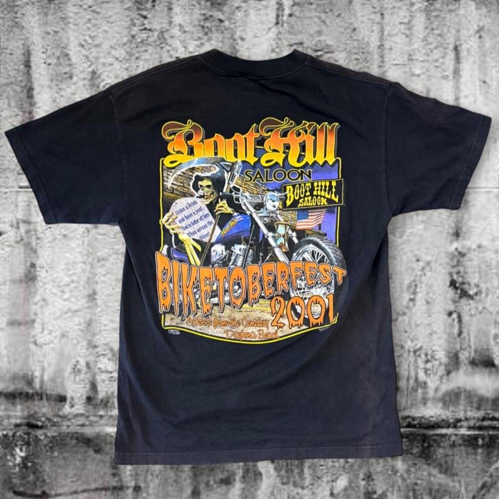 Vintage 2001 Boot Hill Saloon Biketoberfest Daytona Beach Pocket Tee USA Made